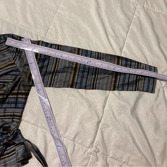Ann Taylor Striped 100% Silk Wrap Blouse - Picture 3 of 16